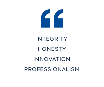 integrity, honesty, innovation, professionalism